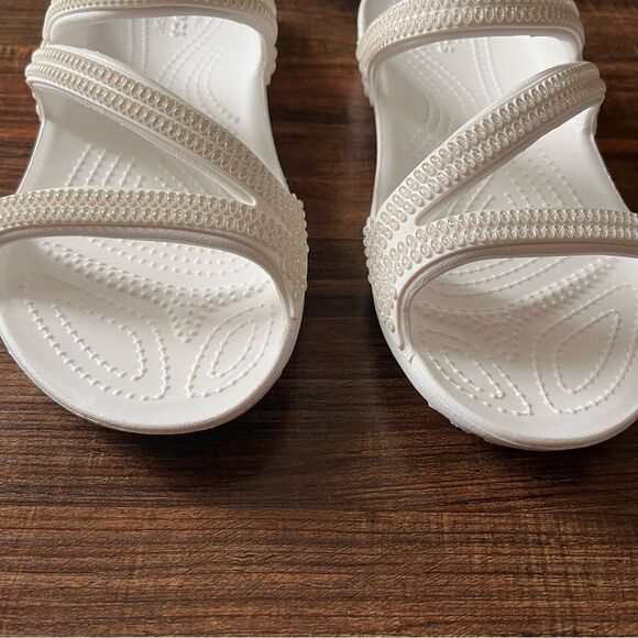 CROCS White Kadee II Jewels Embellishment Slip-On Z-Strap Sandals Size 7 - Picture 3 of 9